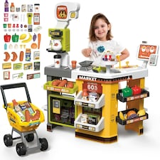 65PCS Supermarket Cart Toys Play Set Role Play