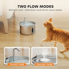 PawHut 2.5L Cat Water Fountain for Drinking Stainless Steel Ultra-Silent | Silver | 19.4L x 19.4W x 18.7H cm thumbnail 5