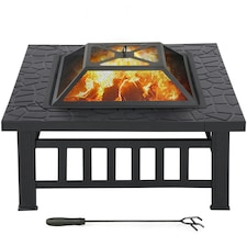 Yaheetech 80.5 cm Outdoor Square Fire Pit Black