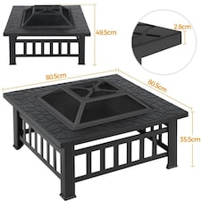 Yaheetech 80.5 cm Outdoor Square Fire Pit Black thumbnail 3