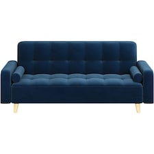 Yaheetech Velvet Convertible Sofa Bed | Blue | Three Seater