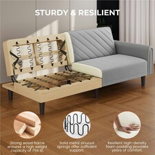 Yaheetech Fabric 3-Seater Sofa Bed for Limited Space | Grey | Light Grey | Three Seater thumbnail 4