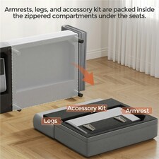 Yaheetech Fabric 3-Seater Sofa Bed for Limited Space | Grey | Light Grey | Three Seater thumbnail 6