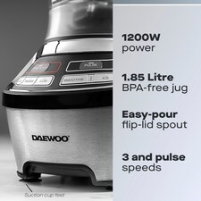 Daewoo Samurai Pro 1200W Electric Blender Smoothie Maker & Ice Crusher Machine | Silver | Black thumbnail 3