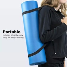UBUNG Yoga Mat Non Slip with Carry Strap 10mm Thick Exercise Mat for Home Workouts Pilates Yoga Blue thumbnail 2