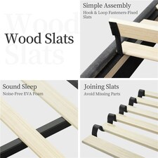 Yaheetech 135 cm W x 190 cm L Upholstered Bed Frame with Button-Tufted Headboard Dark Grey thumbnail 5