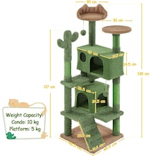 Yaheetech 138 cm Cactus Cat Tree with Natural Sisal Green/Brown thumbnail 3