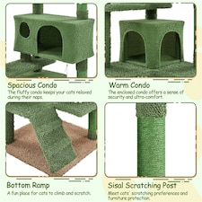 Yaheetech 138 cm Cactus Cat Tree with Natural Sisal Green/Brown thumbnail 4