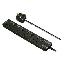 Masterplug 4 Socket 2m Extension Lead Surge Switched & LED Black thumbnail 4
