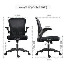 Yaheetech Ergonomic Office Chair Adjustable Mesh Chair Black | Black thumbnail 3