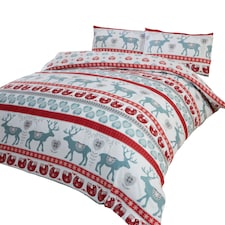 Scandi Polycotton Duvet Cover Set With Pillowcase | Red | King | 1
