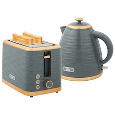 HOMCOM Kettle and Toaster Set 1.7L Rapid Boil Kettle & 2 Slice Toaster Grey