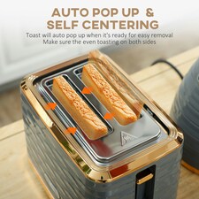 HOMCOM Kettle and Toaster Set 1.7L Rapid Boil Kettle & 2 Slice Toaster Grey thumbnail 5