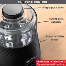 Tefal Eco Respect Moulinette MB710840 Mini Chopper 800W 0.5L Black | Black | 47.99 | 237 x 170 x 170 mm (H x W x D) thumbnail 3