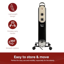 Rediffusion Vintage 9 Fin Oil Filled Radiator 2KW Black thumbnail 4