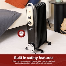 Rediffusion Vintage 9 Fin Oil Filled Radiator 2KW Black thumbnail 6