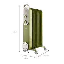 Rediffusion Vintage 9 Fin Oil Filled Radiator 2KW Sage Green thumbnail 2