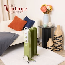 Rediffusion Vintage 9 Fin Oil Filled Radiator 2KW Sage Green thumbnail 3