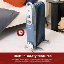 Rediffusion Vintage 9 Fin Oil Filled Radiator 2KW Blue thumbnail 6