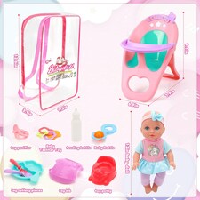 12 Inch Baby Doll Toys Feeding Set with Carry Backpack High Chair Playset thumbnail 4