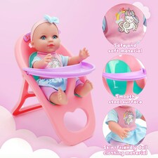 12 Inch Baby Doll Toys Feeding Set with Carry Backpack High Chair Playset thumbnail 6