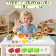 Animal Counting Clip Game Colour Sorting Toys Bowl and Tweezers Montessori Toy thumbnail 3