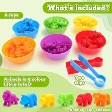 Animal Counting Clip Game Colour Sorting Toys Bowl and Tweezers Montessori Toy thumbnail 6