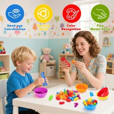Animal Counting Clip Game Colour Sorting Toys Bowl and Tweezers Montessori Toy thumbnail 8