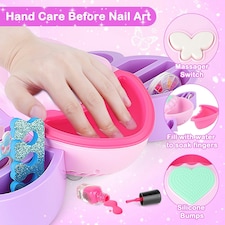 Girls Nail Polish Set 6 Colors Water Based Non Toxic Nail Varnish with Stickers Dryer Glitter Quick Dry Easy Peel Off Manicure Kit thumbnail 2