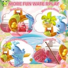 Pretend Play Kitchen Sink with Real Running Water 4-in-1 Water Play Table (Pink) thumbnail 8