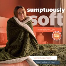 Silentnight Heat Genie Self Heating Giant Blanket Green Cable Knit | Green | XL thumbnail 4