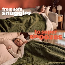 Silentnight Heat Genie Self Heating Giant Blanket Green Cable Knit | Green | XL thumbnail 6