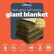 Silentnight Heat Genie Self Heating Giant Blanket Green Cable Knit | Green | XL thumbnail 9
