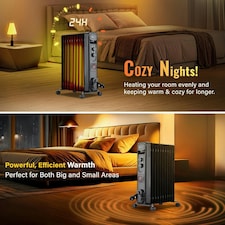 PureMate 2500W Oil Filled 11 Fin Radiator - Black thumbnail 2