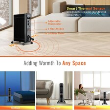 PureMate 2500W Oil Filled 11 Fin Radiator - Black thumbnail 3