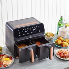 Neo Black Copper Gold Black Dual Twin Zone Double Drawer Electric Air Fryer | Black | Black | 1