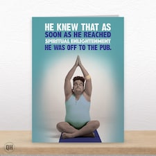 As Soon As He Reached Spiritual Enlightenment... - Funny Yoga Greetings Card thumbnail 2