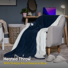 Russell Hobbs RHHT1003BLU Electric Blanket Blue Heated Throw Sherpa thumbnail 3