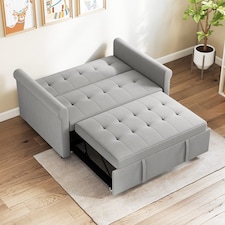 HOMCOM 2 Seater Sofa Bed with 7-Position Adjustable Backrest, Convertible Pull Out Sleeper Sofa, Mid-Century Modern Fabric Bed Settee for Living Room, Guest Room, Grey thumbnail 7