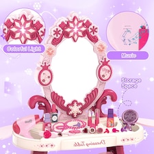 Children’s Dressing Table Play Set – Vanity Table with Chair, Jewellery Stand, Brushes & Accessories Portable Carrycase for Ages 3+ thumbnail 3