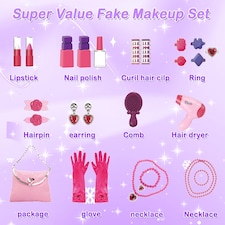 Children’s Dressing Table Play Set – Vanity Table with Chair, Jewellery Stand, Brushes & Accessories Portable Carrycase for Ages 3+ thumbnail 4