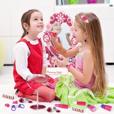 Children’s Dressing Table Play Set – Vanity Table with Chair, Jewellery Stand, Brushes & Accessories Portable Carrycase for Ages 3+ thumbnail 5