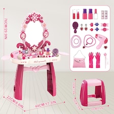 Children’s Dressing Table Play Set – Vanity Table with Chair, Jewellery Stand, Brushes & Accessories Portable Carrycase for Ages 3+ thumbnail 6