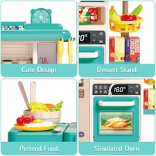 Green Kids Role Play Kitchen Set – Realistic Lights, Sounds & Steam Spray with 40+ Accessories Educational Pretend Cooking Toy for Ages 3+ thumbnail 2