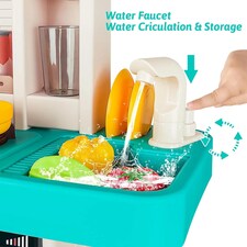 Green Kids Role Play Kitchen Set – Realistic Lights, Sounds & Steam Spray with 40+ Accessories Educational Pretend Cooking Toy for Ages 3+ thumbnail 3