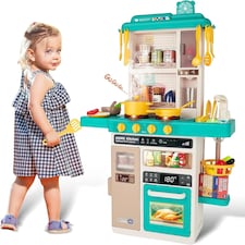 Green Kids Role Play Kitchen Set – Realistic Lights, Sounds & Steam Spray with 40+ Accessories Educational Pretend Cooking Toy for Ages 3+ thumbnail 4