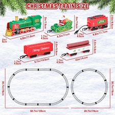 Christmas Train Set with Steam, Lights & Music – Electric Holiday Toy Train with Realistic Smoke, 1 Locomotive + 4 Carriages + 12 Tracks thumbnail 2
