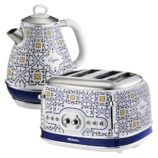 Ariete Capri ARPK54 4-Slice Toaster & Kettle Bundle, 6 Levels, Defrost & Reheat, Crumb Tray, 1.7L Kettle with 360° Base, Water Indicator
