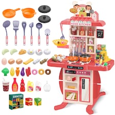 Realistic Kitchen Play Set for Toddlers Steaming Spray Lights Cooking Sounds Pretend Role Play (Pink) thumbnail 2