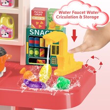 Realistic Kitchen Play Set for Toddlers Steaming Spray Lights Cooking Sounds Pretend Role Play (Pink) thumbnail 4